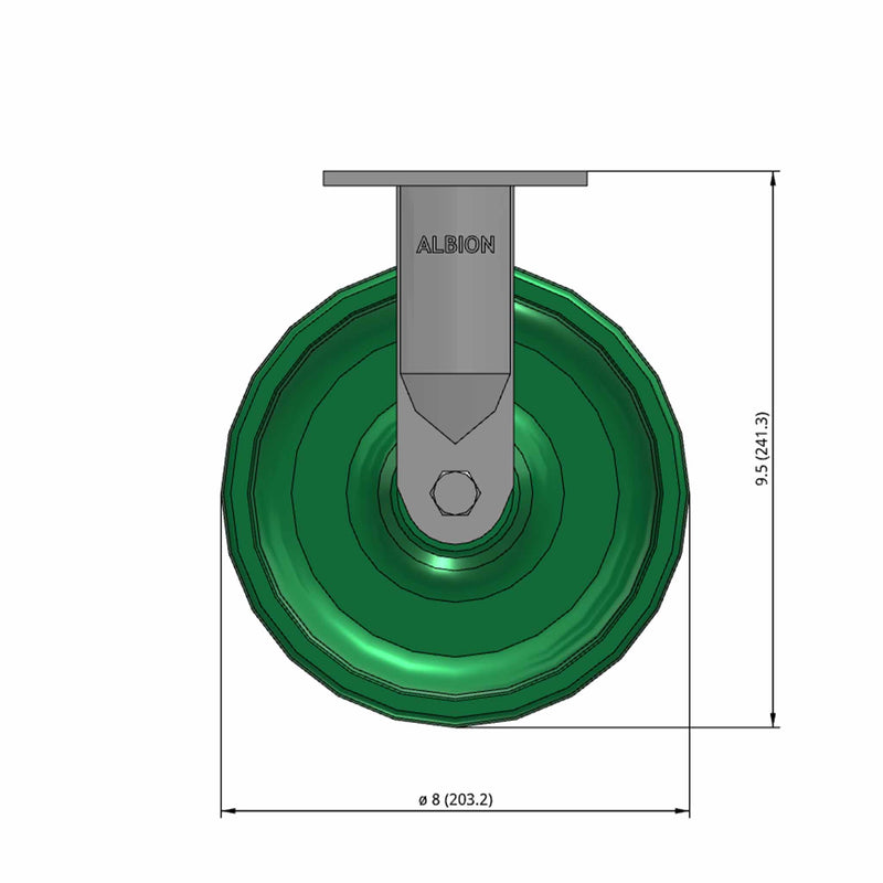 8"x2" USA-Made Rigid Caster with Solid Polyurethane Wheel