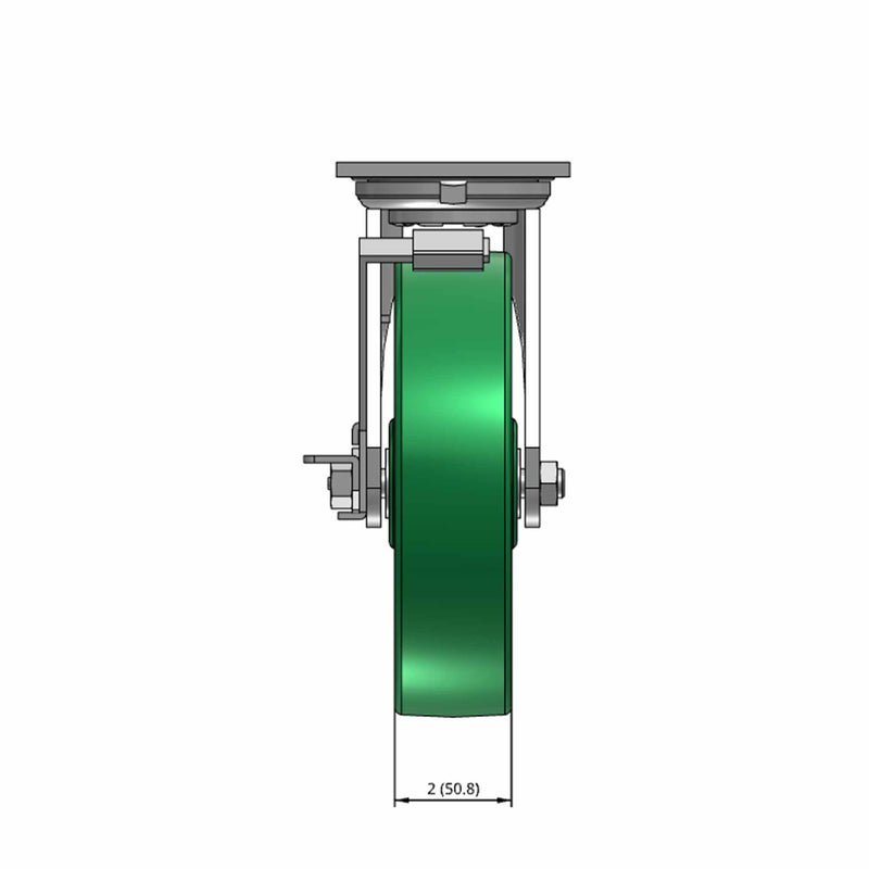 8"x2" USA-Made Side Locking Caster with Solid Polyurethane Wheel