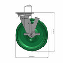 8"x2" USA-Rig Side Locking Caster with Solid Blue Polyurethane Wheel