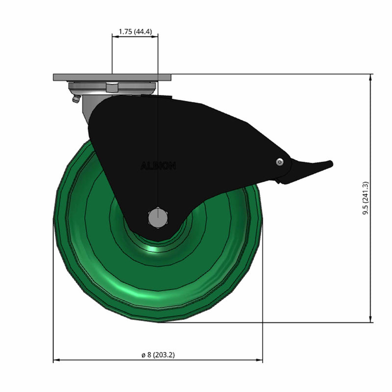 8"x2" USA-Made Top Total Lock Caster with Solid Polyurethane Wheel