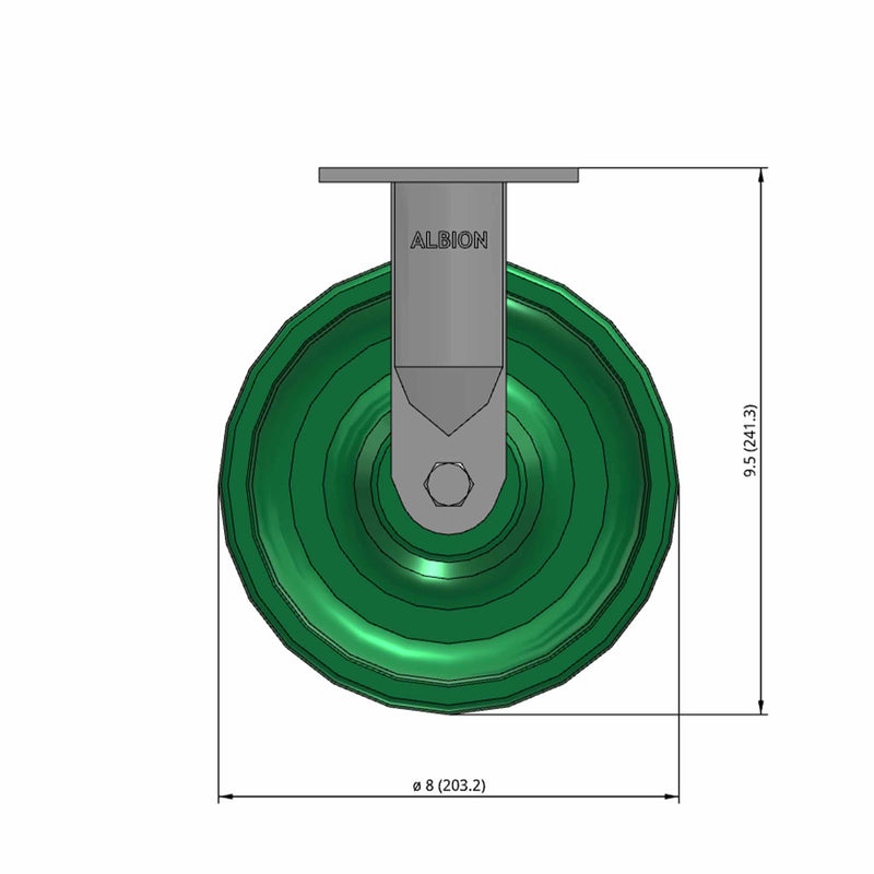 8"x2" USA-Made Rigid Caster with Ergonomic Solid Polyurethane Wheel