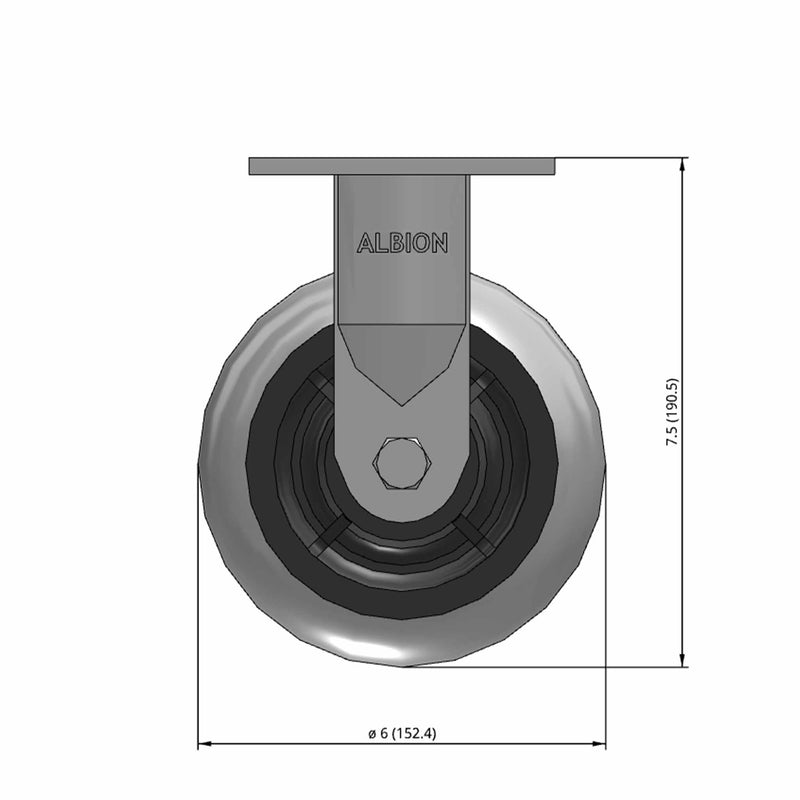 6"x2" USA-Made 7.5" High Rigid Performance-Rubber Donut Wheel Caster