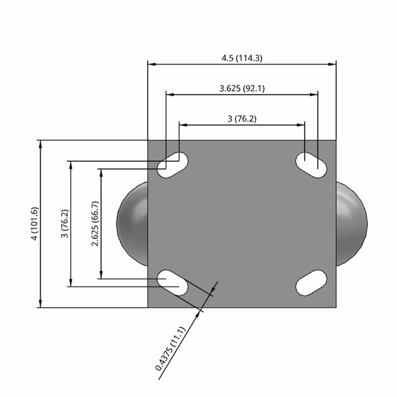 6"x2" USA-Made Rigid Caster with Performance-Rubber Donut Wheel
