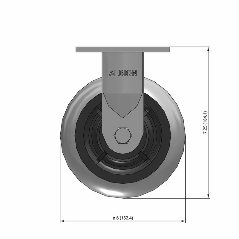 6"x2" USA-Made Rigid Caster with Performance-Rubber Donut Wheel