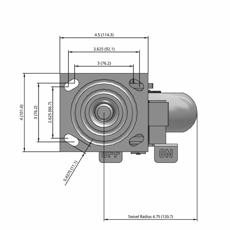 6"x2" USA-Made Side Locking Caster with Performance-Rubber Donut Wheel