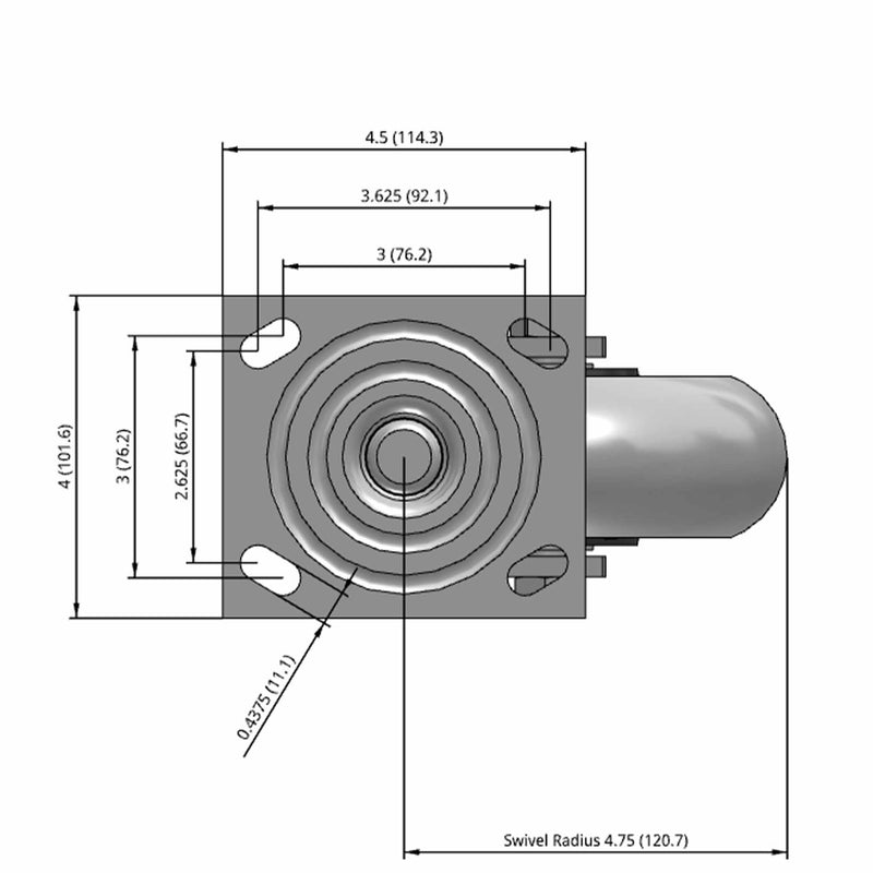 6"x2" USA-Made Swivel Caster with Performance-Rubber Donut Wheel