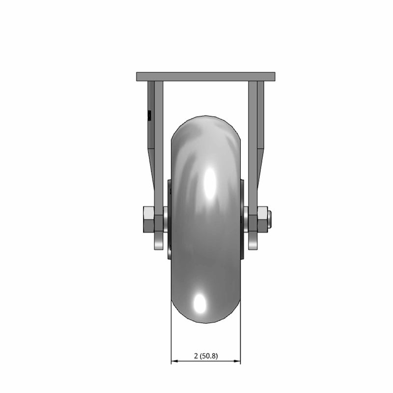 6"x2" USA-Made Rigid Round Performance-Rubber Ball Brg. Wheel Caster