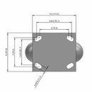 6"x2" USA-Made Rigid Round Performance-Rubber Ball Brg. Wheel Caster