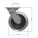 6"x2" USA-Made Swivel Round Performance-Rubber Ball Brg. Wheel Caster