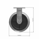 8"x2" USA-Made Rigid Caster with Performance-Rubber Donut Wheel