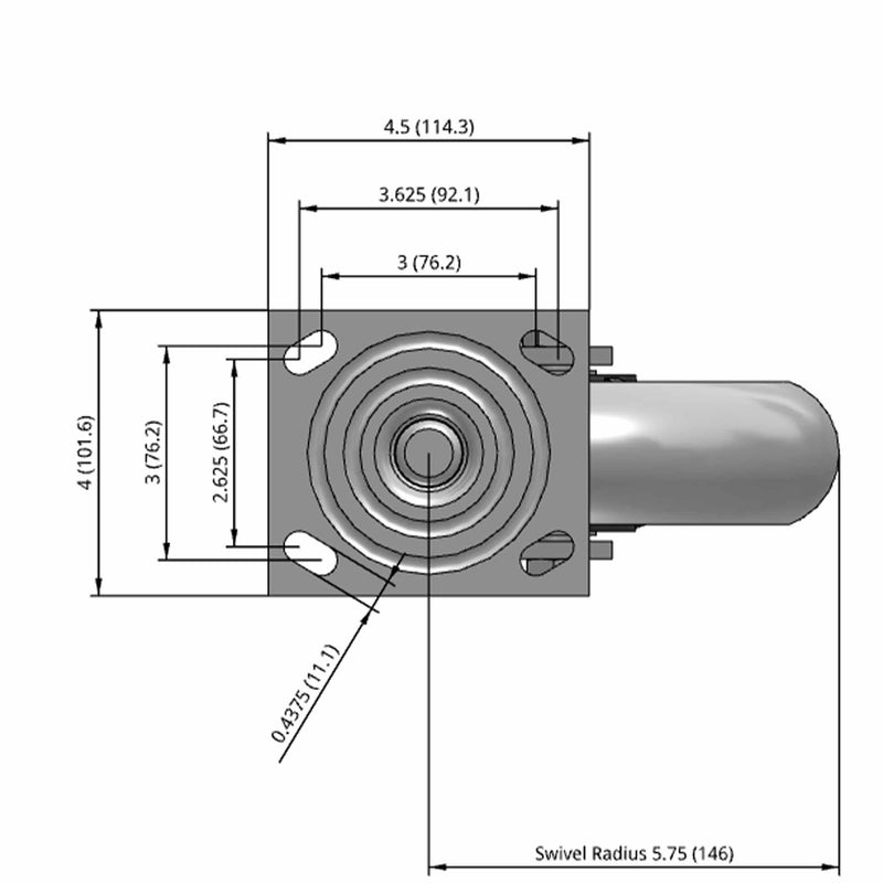 8"x2" USA-Made Swivel Caster with Performance-Rubber Donut Wheel