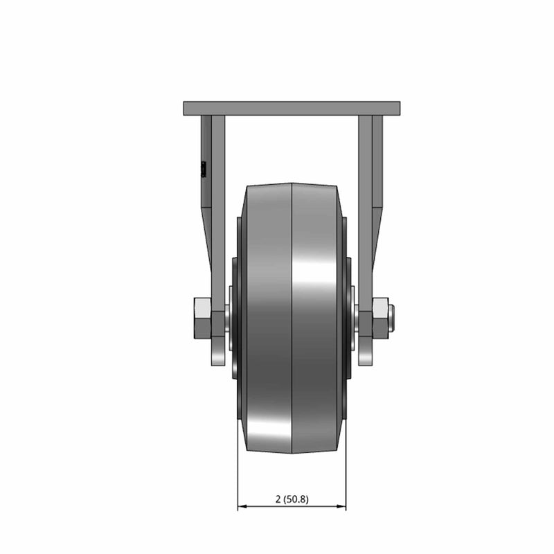 5"x2" USA-Made Rigid Caster with Flat Performance-Rubber Wheel
