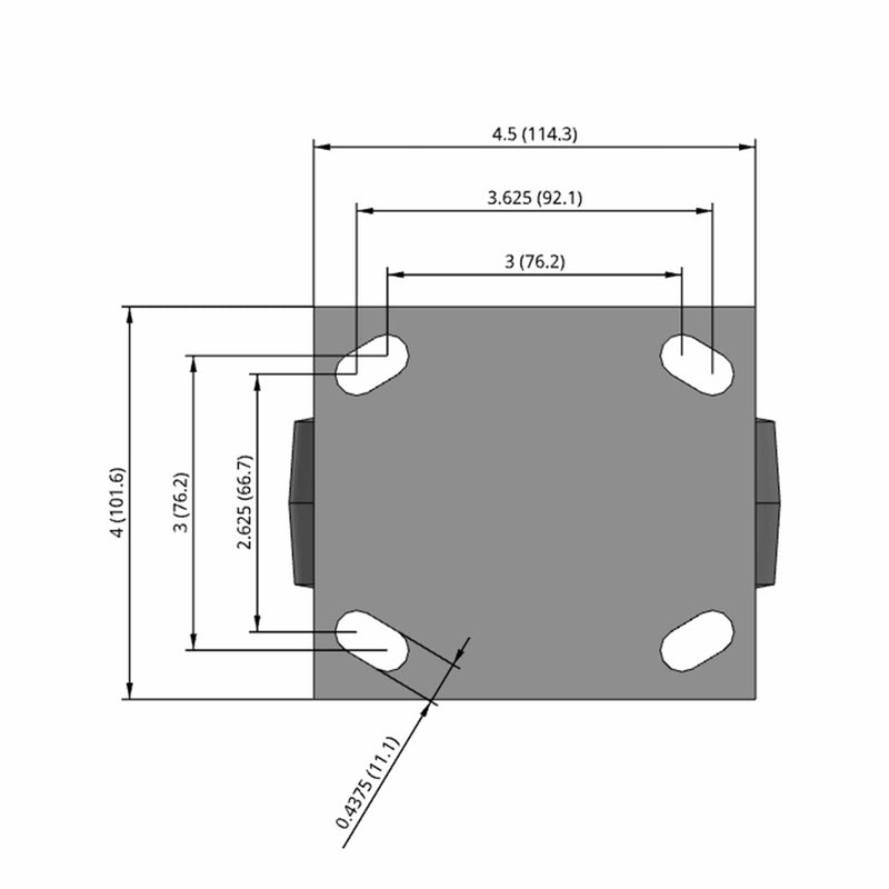 5"x2" USA-Made Rigid Caster with Flat Performance-Rubber Wheel