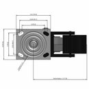 5"x2" USA-Made Total Lock Caster with Flat Performance-Rubber Wheel