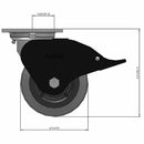 5"x2" USA-Made Total Lock Caster with Flat Performance-Rubber Wheel