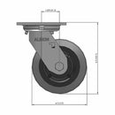 5"x2" USA-Made Swivel Caster with Flat Performance-Rubber Wheel