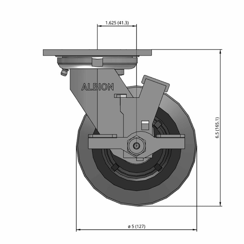 5"x2" USA Side Locking Performance-Rubber Ball Bearing Wheel Caster