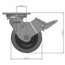 5"x2" USA Top Locking Performance-Rubber Ball Bearing Wheel Caster