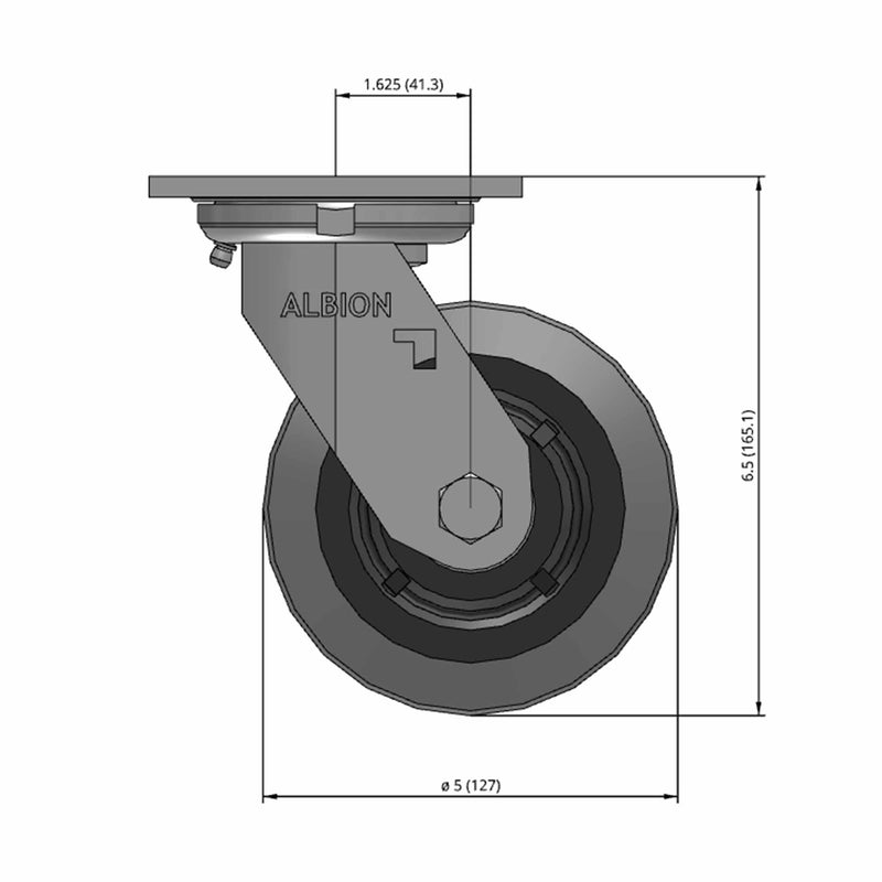 5"x2" USA-Made Swivel Performance-Rubber Ball Bearing Wheel Caster