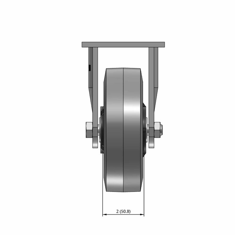 6"x2" USA-Made Rigid Caster with Flat Performance-Rubber Wheel