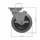 6"x2" USA-Made Side Locking Caster with Flat Performance-Rubber Wheel