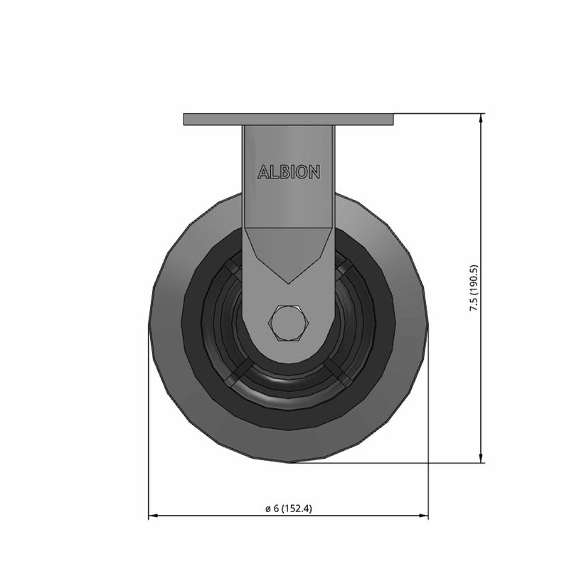 6"x2" USA 7.5" High Rigid Performance-Rubber Ball Bearing Wheel Caster