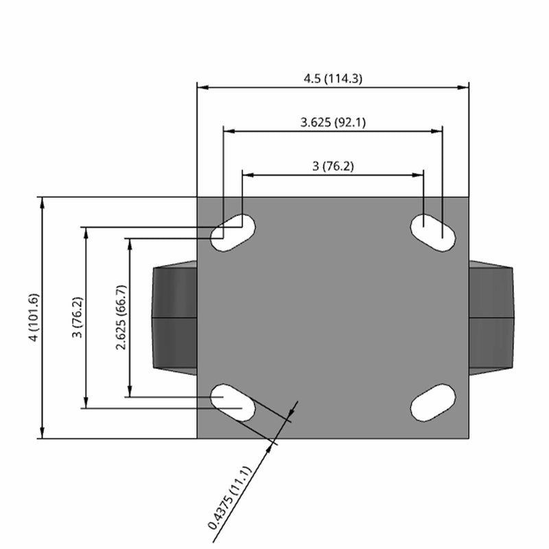 6"x2" USA-Made Rigid Precision Performance-Rubber Wheel Caster