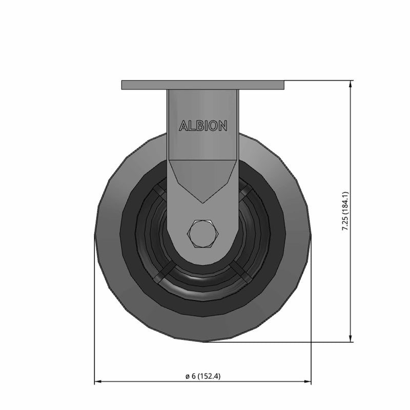 6"x2" USA-Made Rigid Precision Performance-Rubber Wheel Caster