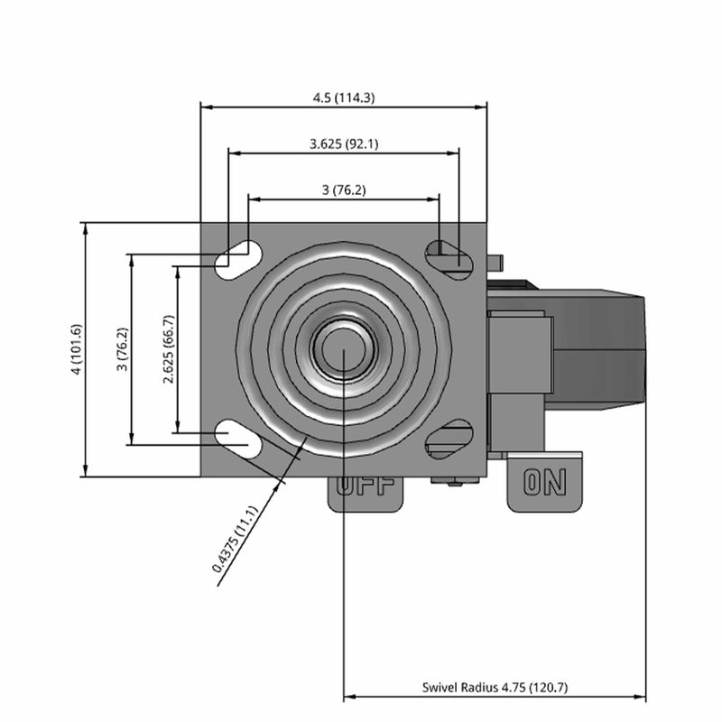 6"x2" USA Side Locking Performance-Rubber Ball Bearing Wheel Caster