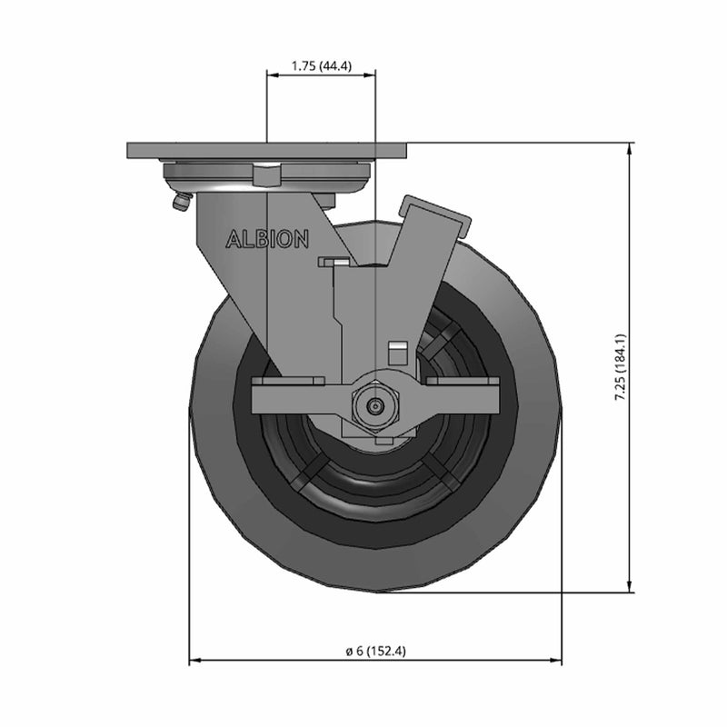 6"x2" USA Side Locking Performance-Rubber Ball Bearing Wheel Caster