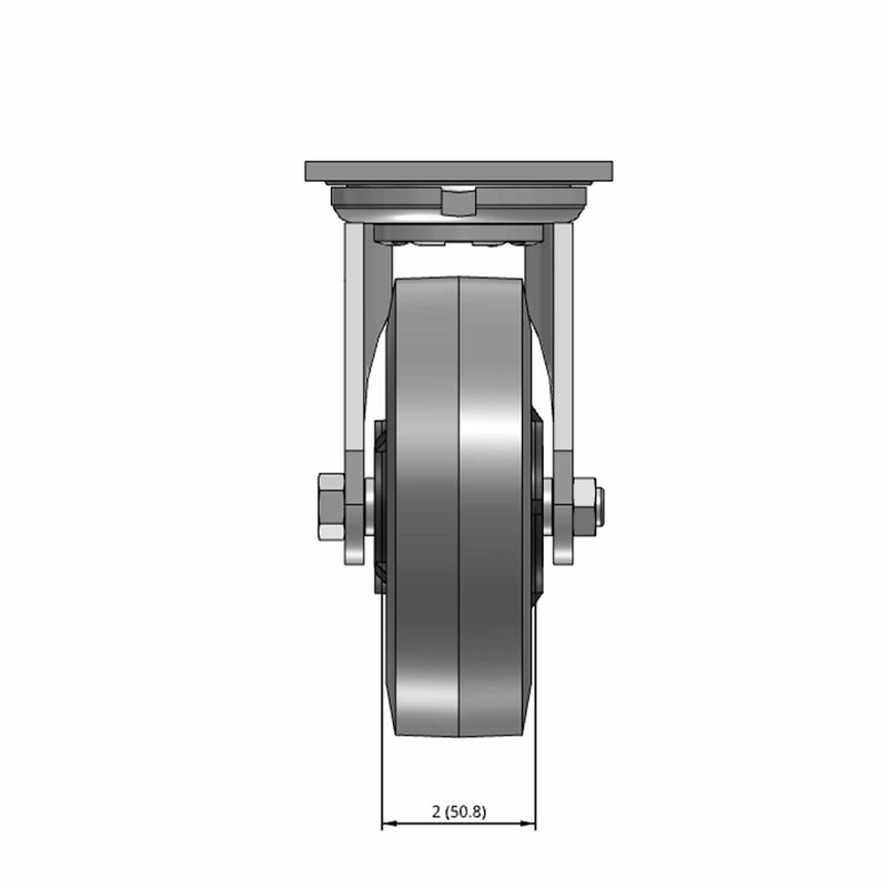 6"x2" USA 7.5" High Swivel Performance-Rubber Ball Brg. Wheel Caster