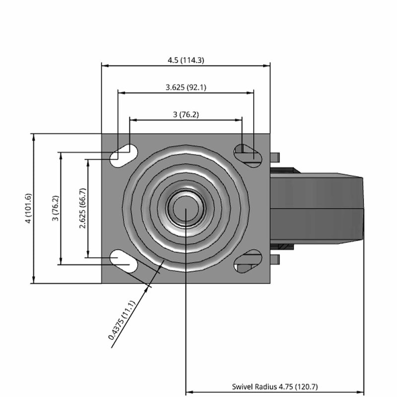 6"x2" USA-Made Swivel Performance-Rubber Ball Bearing Wheel Caster