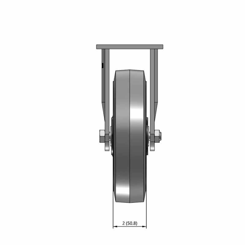 8"x2" USA-Made Rigid Caster with Flat Performance-Rubber Wheel