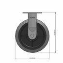 8"x2" USA-Made Rigid Caster with Flat Performance-Rubber Wheel