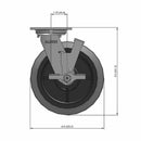 8"x2" USA-Made Side Locking Caster with Flat Performance-Rubber Wheel