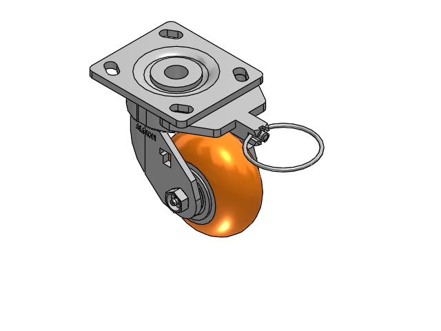 Ergonomic Maintenance-Free 4"x2" MAX-Efficiency Orange Caster with 4"x4.5" Plate & Swivel Lock