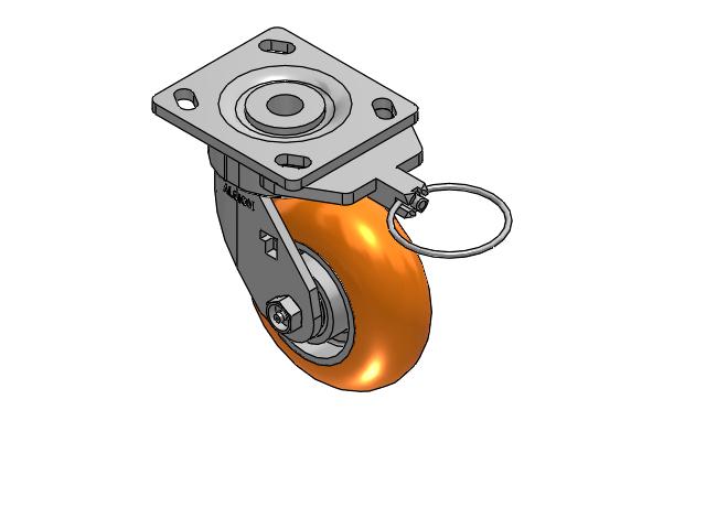 Ergonomic Maintenance-Free 5"x2" MAX-Efficiency Orange Caster with 4"x4.5" Plate & Swivel Lock