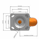 5"x2" Maintenance-Free Swivel Caster with MAX-Efficiency Orange Wheel