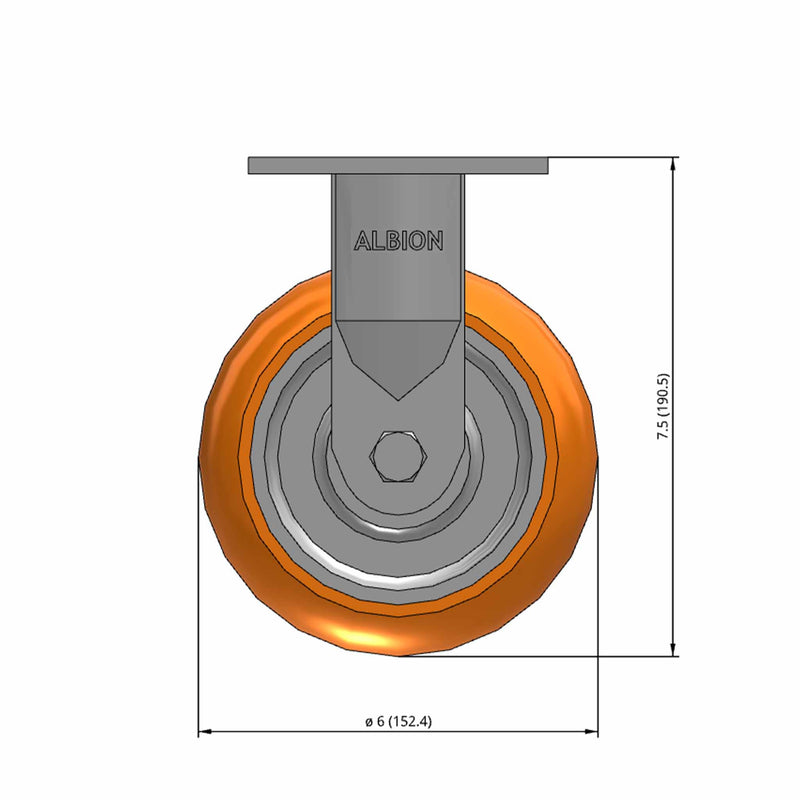 6"x2" Maintenance-Free Rigid Caster with MAX-Efficiency Orange Wheel