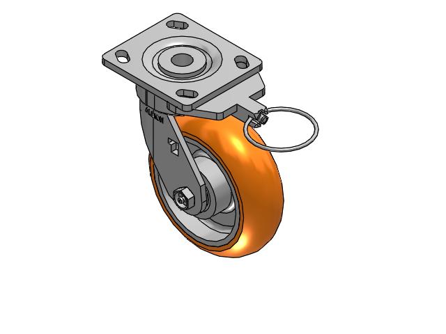 Ergonomic Maintenance-Free 6"x2" MAX-Efficiency Orange Caster with 4"x4.5" Plate & Swivel Lock