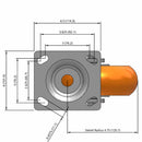 6"x2" Maintenance-Free Swivel Caster with MAX-Efficiency Orange Wheel