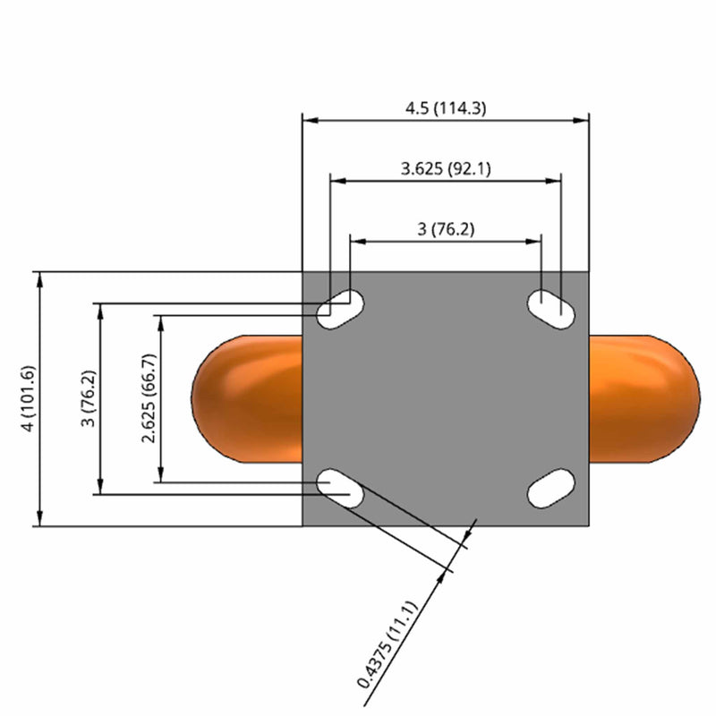 8"x2" Maintenance-Free Rigid Caster with MAX-Efficiency Orange Wheel