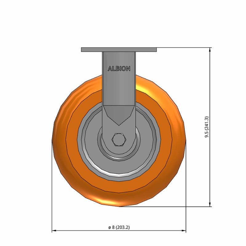 8"x2" Maintenance-Free Rigid Caster with MAX-Efficiency Orange Wheel