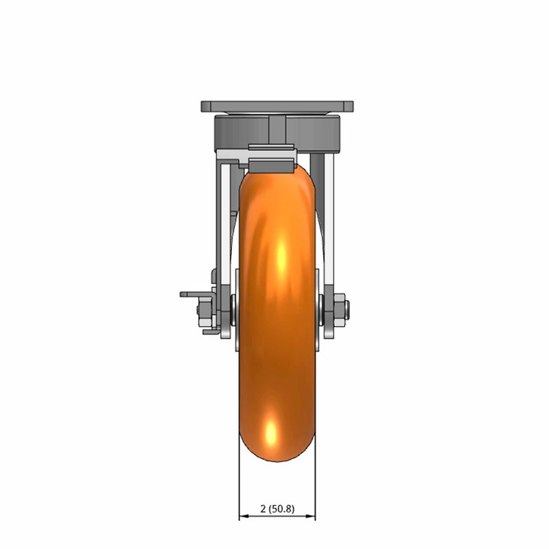 8"x2" Maintenance-Free Side Locking MAX-Efficiency Orange Wheel Caster