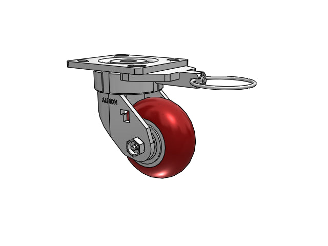 Ergonomic Maintenance-Free 4"x2" MAX-Efficiency Maroon Caster with 4"x4.5" Plate & Swivel Lock