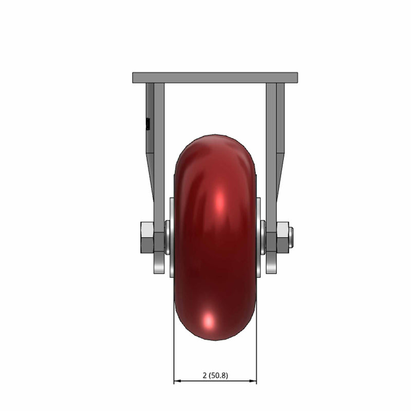 5"x2" Maintenance-Free Rigid Caster with MAX-Efficiency Maroon Wheel