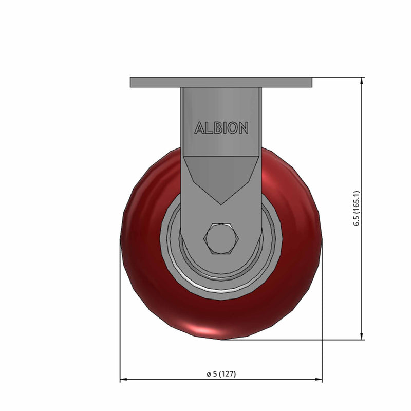 5"x2" Maintenance-Free Rigid Caster with MAX-Efficiency Maroon Wheel