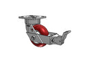 Ergonomic Maintenance-Free 5"x2" MAX-Efficiency Maroon Caster with Face Brake and 4"x4.5" Plate