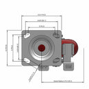 5"x2" Maintenance-Free Side Locking MAX-Efficiency Maroon Wheel Caster