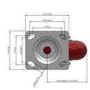 5"x2" Maintenance-Free Swivel Caster with MAX-Efficiency Maroon Wheel